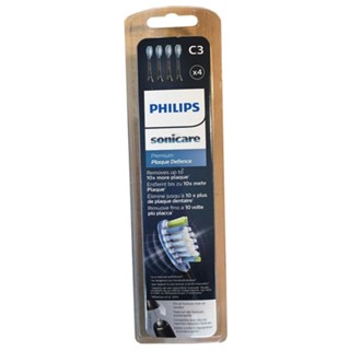 Philips Sonicare HX9044/33 C3 Premium Plaque Defence Brush Heads (Black), 4 Pack