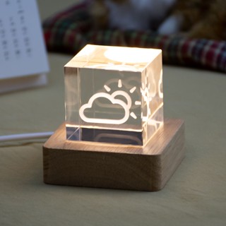 Weather Mini Crystal Desktop Ornament Night Light Gift Box