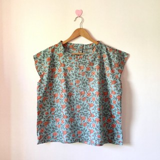 เสื้อผ้าฝ้ายอินเดีย คอปีน แขนปีก ผ่าหลังติดกระดุม