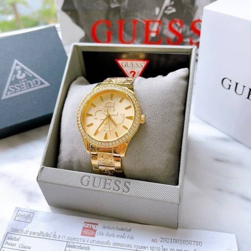⌚⌚ นาฬิกาข้อมือ NEW Guess สายสเตนเลสสีเงิน 💰เรือนสีทอง💰💰หน้าปัด 38 มิล