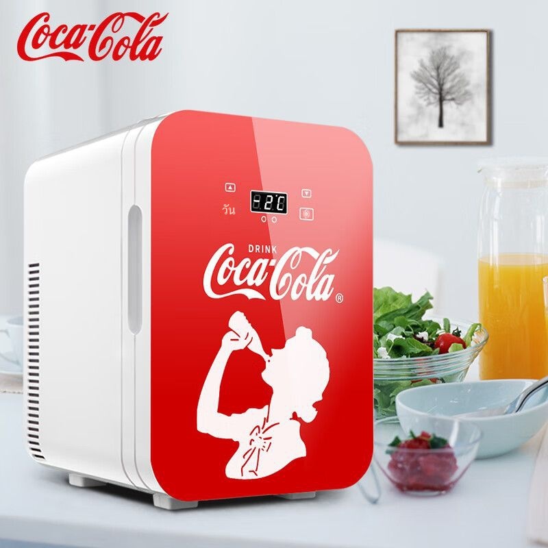 ❈●◕ตู้เย็นติดรถยนต์ Coca-Cola ตู้เย็นขนาดเล็ก 18L ปรับอุณหภูมิได้ หอพัก สำนักงาน เครื่องสำอาง เครื่องทำความเย็นน้ำนมแม่