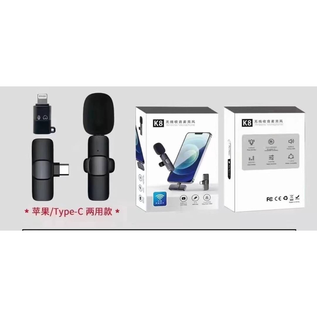 K8 Wireless Microphone Universal Plug Play Mini Collar Clip Microphone Transmitter /BZXZB Wireless Microphone for Camera