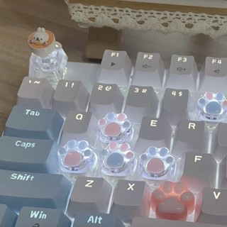 ✾■Original light-transmitting เรซิ่น keycap น่ารัก keycap cross-แกนคีย์บอร์ดบุคลิกภาพ cat claw keycap soft cat claw crea