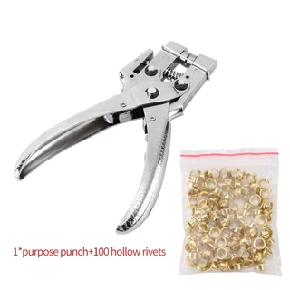 Eyelet Setting Pliers ชุดหมุดย้ำคีมเจาะเข็มขัดหลุมตาไก่เครื่องมือ100Pcs Easyตาไก่คีมติดตั้งกดHollow Grommets