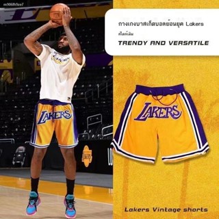 กางเกงกีฬาขาสั้น ◕▩กางเกงบาส  Lakers James Retro Fitness Sports ผ้าตาข่ายพิมพ์ลาย Kobe Bryant Five Points Men s Summer