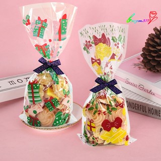 【AG】50Pcs Xmas Baking Bags Clear Printing Cartoon Cookie Packaging Print Bakery Bread Bags Bakery