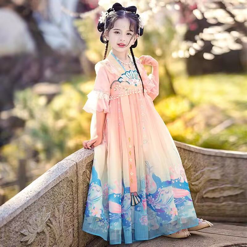 Chinese Clothi Hanfu เด็ก 2023ชุดจีนโบราณ ชุดจีนโบราณผู้หญิงกระโปรง เด็กผู้หญิง กระโปรงผู้หญิงชุดจีนโบราณ สไตล์จีนโบราณ