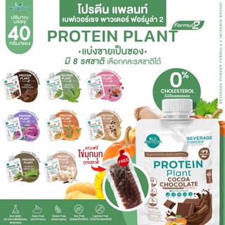 PROTEIN PLANT โปรตีนแพลนท์ สูตร 2 (มี 8 รสชาติ) โปรตีนจากพืช 5 ชนิด ออแกรนิค ปลอดกลูเตน (ชนิดซองชงดื่ม 40 กรัม คละรสได้)