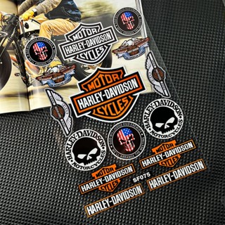 สติกเกอร์สะท้อนแสง กันน้ํา ลายโลโก้ Harley Davidson สําหรับติดตกแต่งกระจกรถยนต์ รถจักรยานยนต์