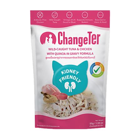 อาหารเปียกแมว CHANGETER TUNA CHICKEN QUINOA GRAVY 55 ก.