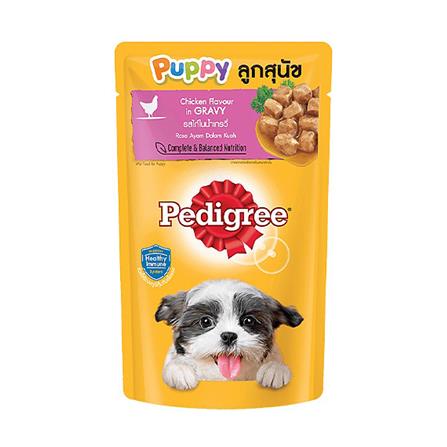 อาหารเปียกสุนัข PEDIGREE PUPPY ไก่ในน้ำเกรวี่ 130 ก.