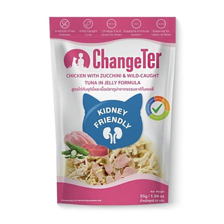 อาหารเปียกแมว CHANGETER CHICKEN ZUCCHINI TUNA JELLY 55 ก.