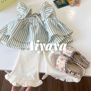 Aiyaya ชุดเสื้อเชิ้ต + กางเกง สไตล์เกาหลี สําหรับเด็กผู้หญิง (587) 2023