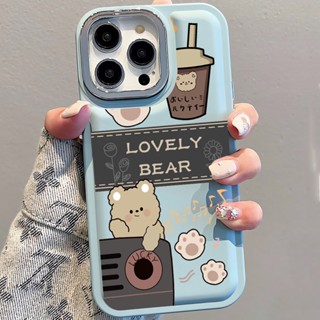 เคสโทรศัพท์มือถือ ลายหมีน่ารัก ป้องกันเลนส์กล้อง สําหรับ iPhone 14Promax 13 12 11 7Plus X XR xsmax