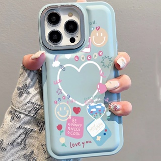 เคสโทรศัพท์มือถือ แบบนิ่ม ลายหน้ายิ้ม และหัวใจ สําหรับ iPhone 14Promax 13 12 11 7Plus X XR xsmax