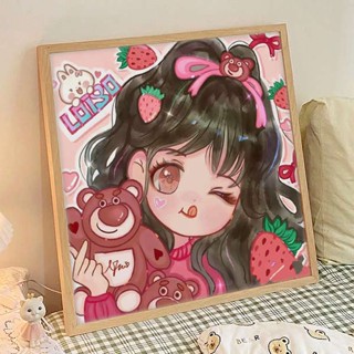 ภาพวาดสีน้ํามันดิจิทัล รูปการ์ตูนแอนิเมชั่นน่ารัก DIY สําหรับตกแต่ง