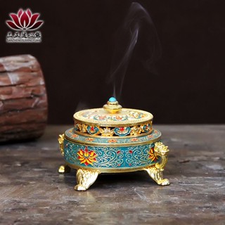 ✔Cloisonne ธูป Burner หยกแก้วเคลือบสีเตาน้ำมันหอมระเหยแผ่นธูป Burner บ้านในร่ม Zen สำหรับพระพุทธรูปแผ่นธูป Burner