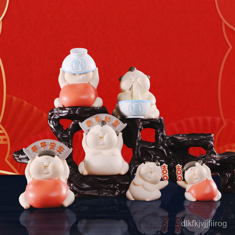 สร้างสรรค์ Fuwa Blind Box ตุ๊กตาแฟนของขวัญวันหยุดของตกแต่งเดสก์ท็อปของตกแต่งบ้านงานฝีมือเรซินเล่นอิน