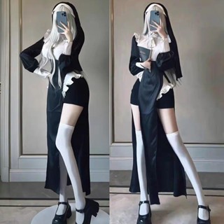 ▽♟Sister Royal Sister Dress Slim Sexy Dress Uniform Halloween Cos Costume Douyin Same Style Nun Squat