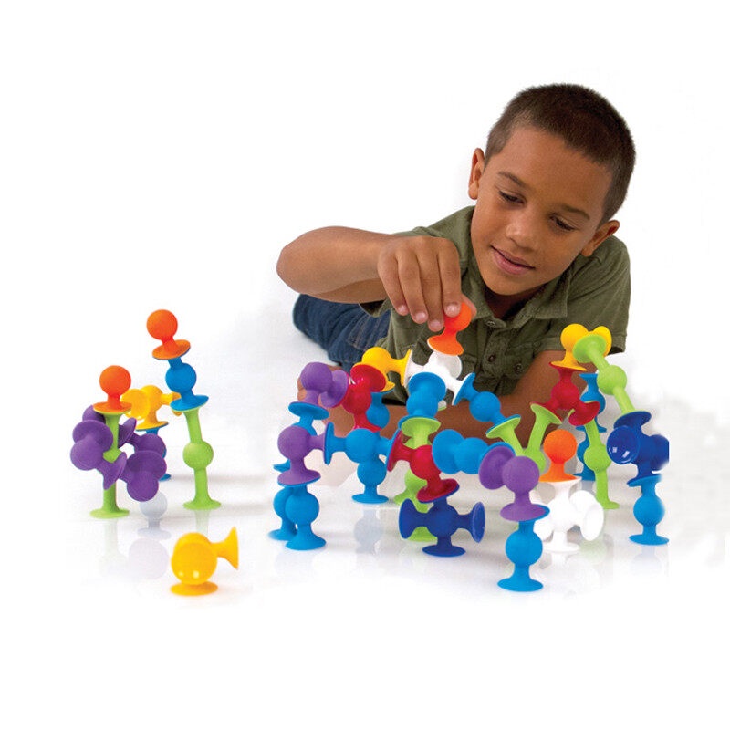 New Soft บล็อกอาคารเด็ก DIY Pop Squigz Sucker ซิลิโคนบล็อกชุดก่อสร้างของเล่นของขวัญสร้างสรรค์สำหรับเด็ก