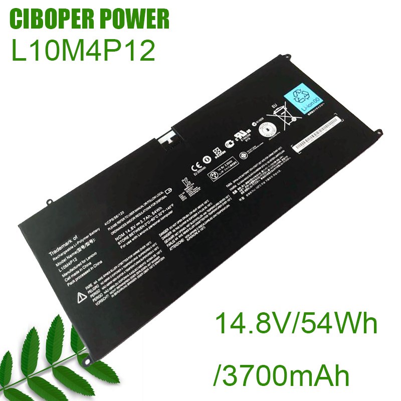 CP Laptop Battery L10M4P12 14.8V/54Wh/3700mAh For IdeaPad Yoga 13 13-ISE U300s U300s-ISE Series Note