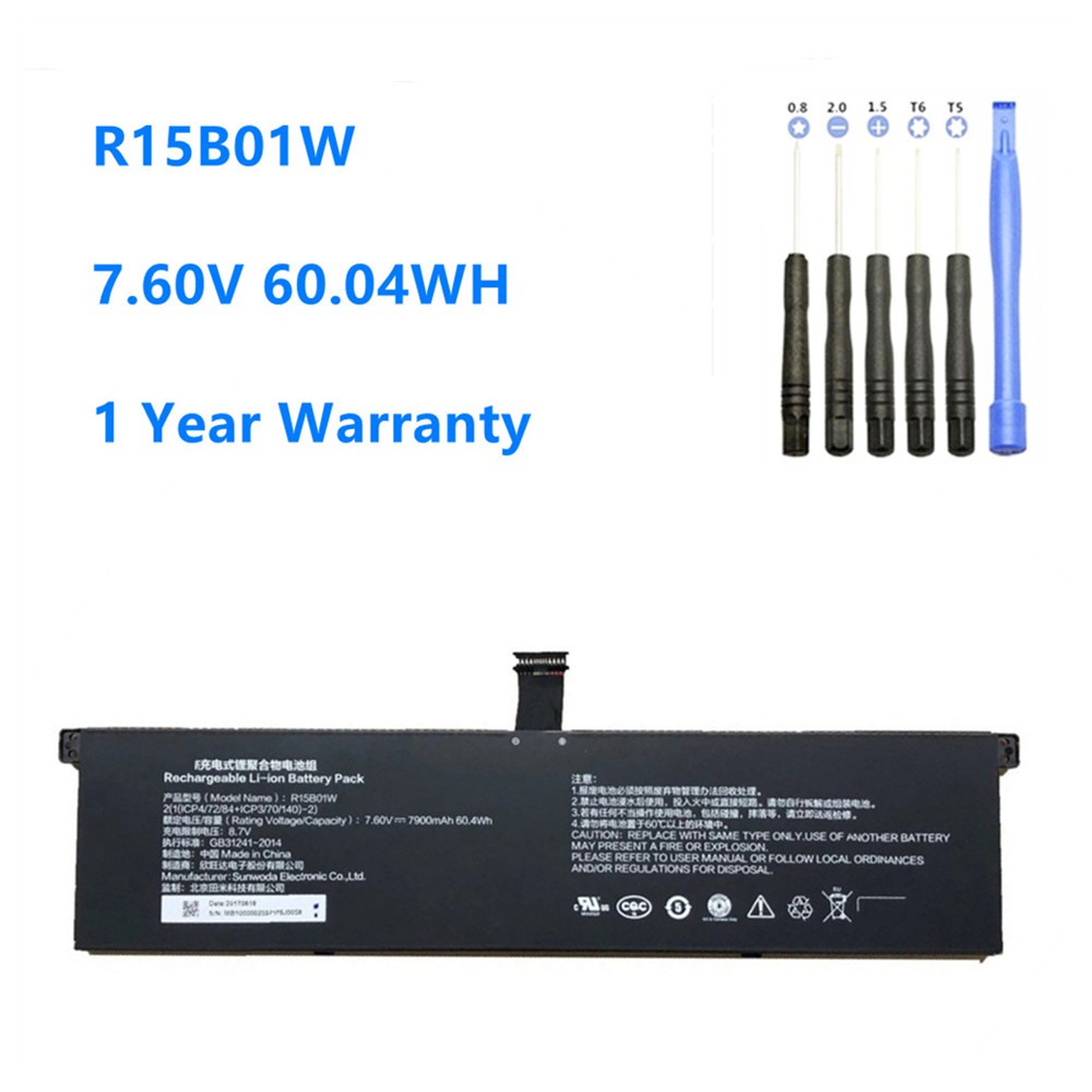 R15B01W new Laptop Battery For Xiaomi Pro i5 15.6 R15B01W 7.60V 7900mAh/60.04WH