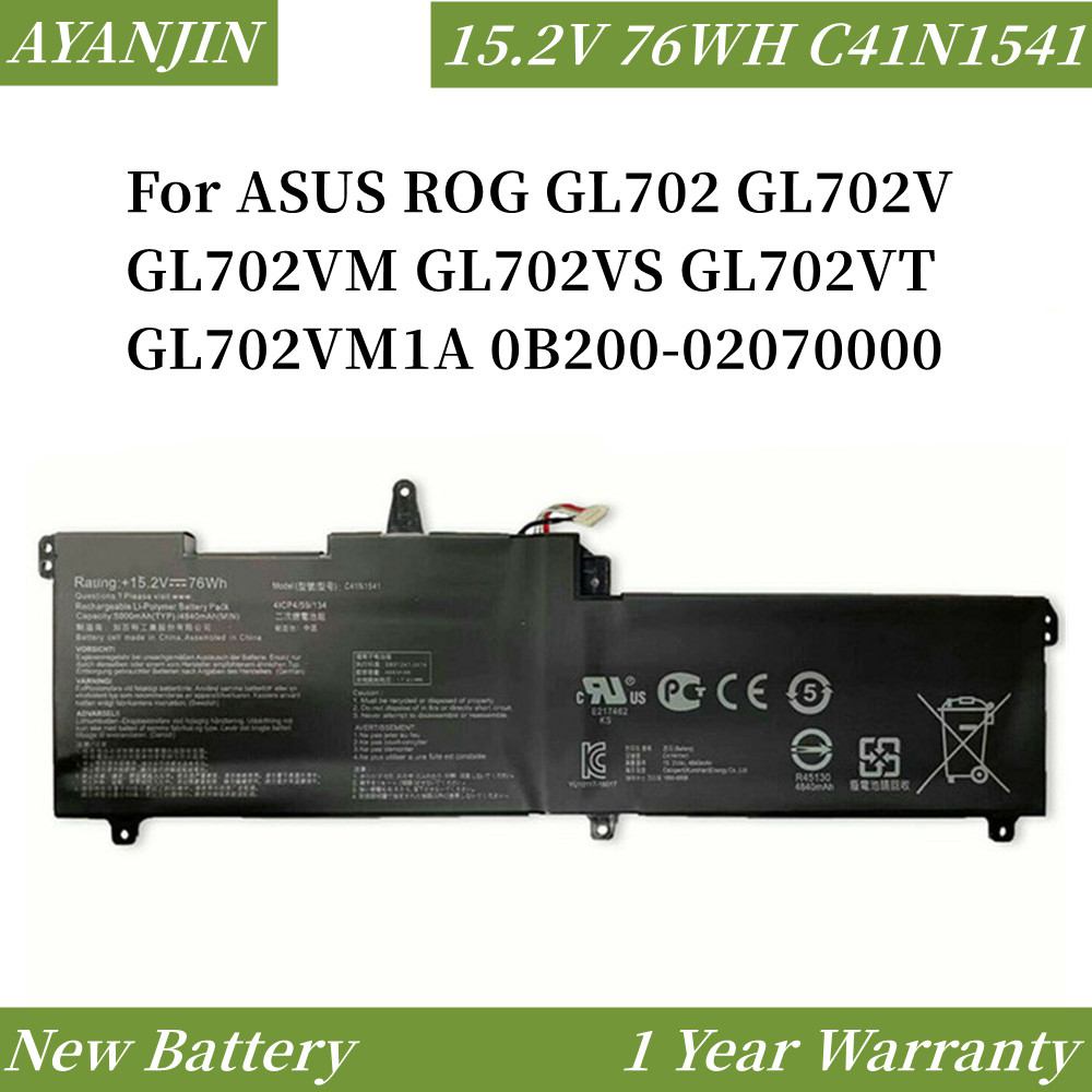 New C41N1541 15.2V 76WH Laptop Battery For ASUS ROG GL702 GL702V GL702VM GL702VS GL702VT GL702VM1A 0