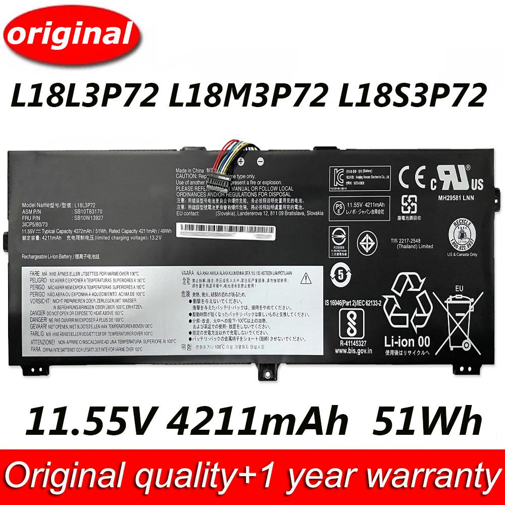 New 11.55V 51Wh L18L3P72 L18M3P72 Original Laptop Battery For Lenovo ThinkPad X390 X395 Yoga Gen1 Se