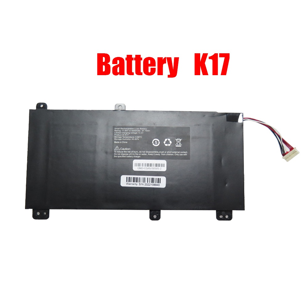 Laptop Battery K17 11.55V 5000MAH 57.75WH 10PIN 7Lines New