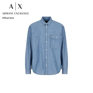 AX Armani Exchange เสื้อเชิ้ตผู้ชาย รุ่น AX 6LZCG1 Z1W3Z1500 - สีกรมท่า