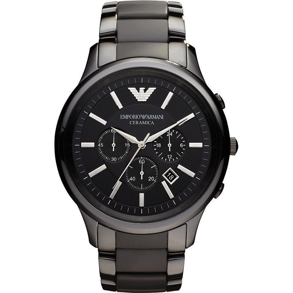 พร้อมสต็อก ！Emporio Armani Ceramica Chronograph Black Dial Black นาฬิกาข้อมือผู้ชาย รุ่น AR1452 AR1451