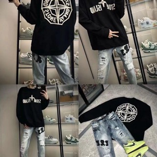 Stone Island 2023 เสื้อกันหนาวลําลอง ทรงหลวม เข้ากับทุกการแต่งกาย สไตล์อเมริกัน สําหรับผู้ชาย และผู้หญิง