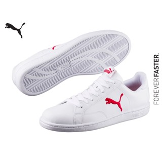 PUMA BASICS - รองเท้ากีฬา Smash Cat Leather สีขาว - FTW - 36294501