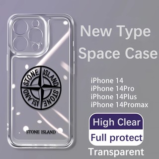 STONE ISLAND เคสโทรศัพท์มือถือแบบนิ่ม ใส กันรอยเลนส์กล้อง ลายอวกาศ แฟชั่น สําหรับ iphone 14promax 11 12 13 7Plus X XR XSMax