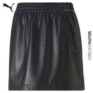 PUMA PRIME/SELECT - กระโปรงผู้หญิง T7 Faux Leather Mini Skirt Women สีดำ - APP - 53569351