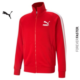 PUMA SPORT CLASSICS - แจ็คเก็ตกีฬาผู้ชาย Iconic T7 Mens Track Jacket สีแดง - APP - 53009411