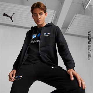 PUMA AUTO - เสื้อแจ็คเก็ตผู้ชาย BMW M Motorsport Hooded Sweat Jacket สีดำ - APP - 53586401