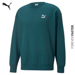 PUMA PRIME/SELECT - เสื้อสเวตเตอร์คอกลมผู้ชาย Classics Relaxed สีเขียว - APP - 53559924