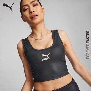 PUMA PRIME/SELECT - เสื้อครอปผู้หญิง T7 Shiny Cropped Top Women สีดำ - APP - 53571201