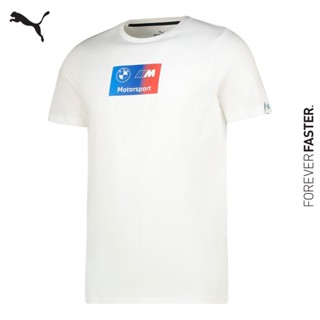 PUMA AUTO - เสื้อยืดคอกลมผู้ชายโลโก้ BMW M Motorsport สีขาว - APP - 53588402