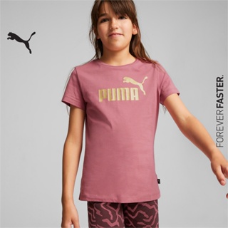 PUMA KIDS - เสื้อยืดคอกลมเด็กโต Essentials+ Logo Tee สีม่วง - APP - 84695345