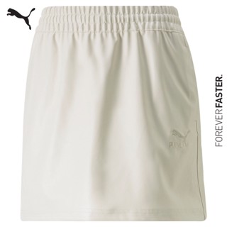 PUMA PRIME/SELECT - กระโปรงผู้หญิง T7 Faux Leather Mini Skirt Women สีขาว - APP - 53569365