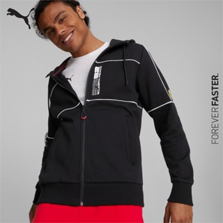 PUMA AUTO - เสื้อแจ็คเก็ตผู้ชาย Scuderia Ferrari Race Hooded Sweat Jacket สีดำ - APP - 53582901