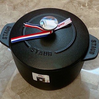 ○Staub เหล็กหล่อเคลือบฟัน หม้อเหล็กหล่อเคลือบฟัน กาต้มน้ำข้าวอเมริกัน หม้อสตูว์ หม้อซุป ด้าน 16ซม. สีดำ