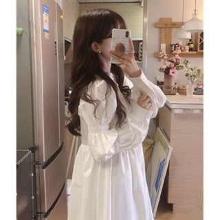 ชุดเดรสกระโปรงยาว แขนยาว สไตล์ Preppy สําหรับสตรี