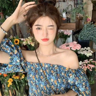 ชุดเดรสเกาะอก ลายดอกไม้ ขนาดใหญ่