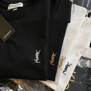 Ysl เสื้อยืดคอกลม แขนสั้น ผ้าฝ้ายแท้ ปักลาย สไตล์ยุโรป และอเมริกา เหมาะกับฤดูร้อน สําหรับผู้ชาย และผู้หญิง