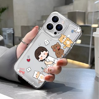 เคสโทรศัพท์มือถือ แบบใส ป้องกันกระแทก ลายการ์ตูนหมีอวกาศ สําหรับ iphone 14 pro max 11 13 12 7 8 Plus X XR XSMax