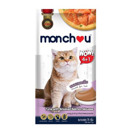 ขนมแมวเลีย MONCHOU TUNA WITH SMOKED SALMON แพ็ก 5 ชิ้น