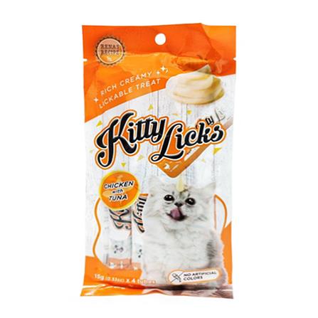 ขนมแมวเลีย KITTY LICKS CHICKEN WITH TUNA แพ็ก 4 ชิ้น